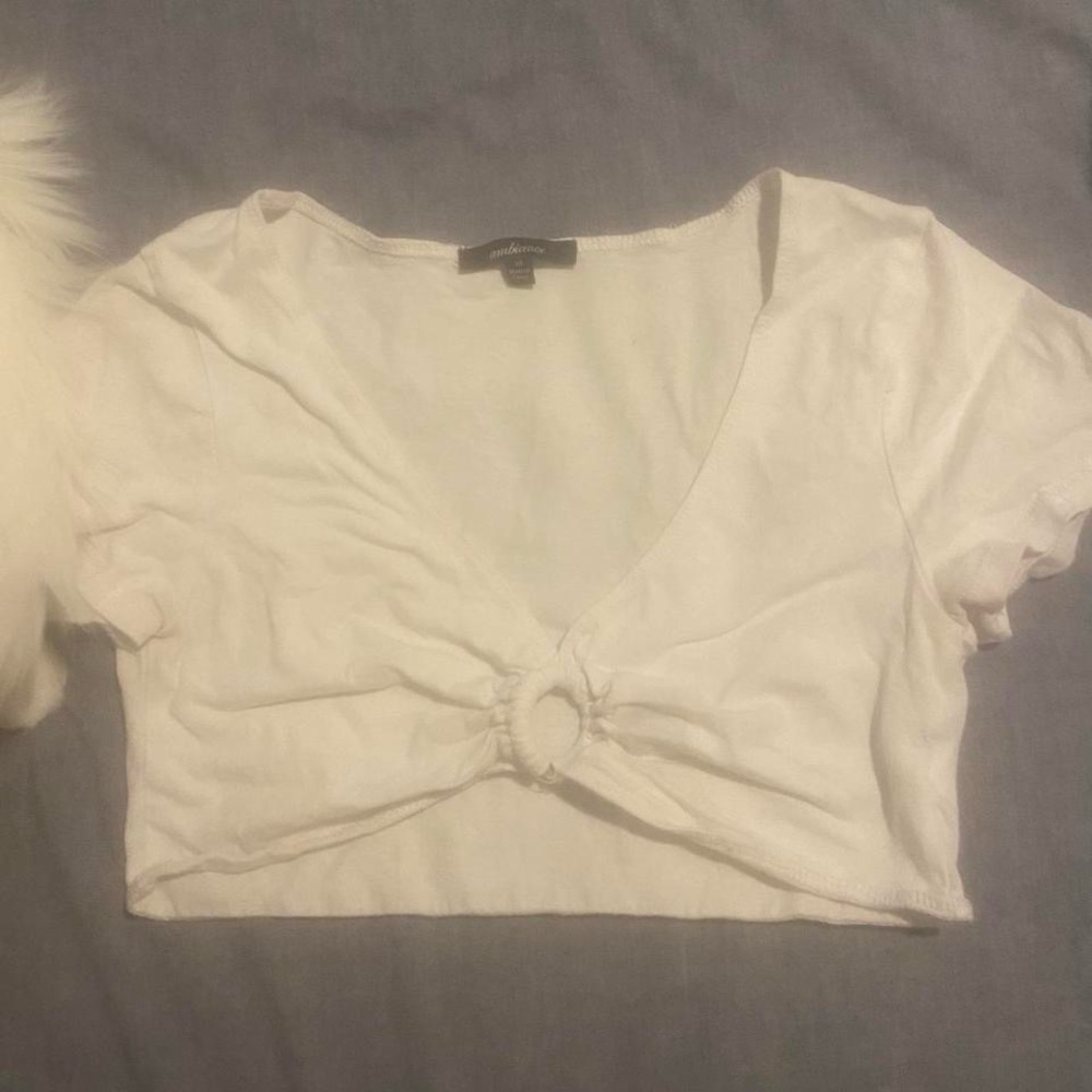 Ambiance White Crop Top with Ring Accent